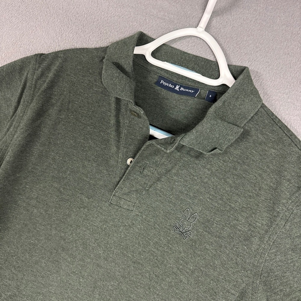 Psycho Bunny Polo Shirt Mens 5 Medium Green Pima Cotton Stretch Short Sleeve